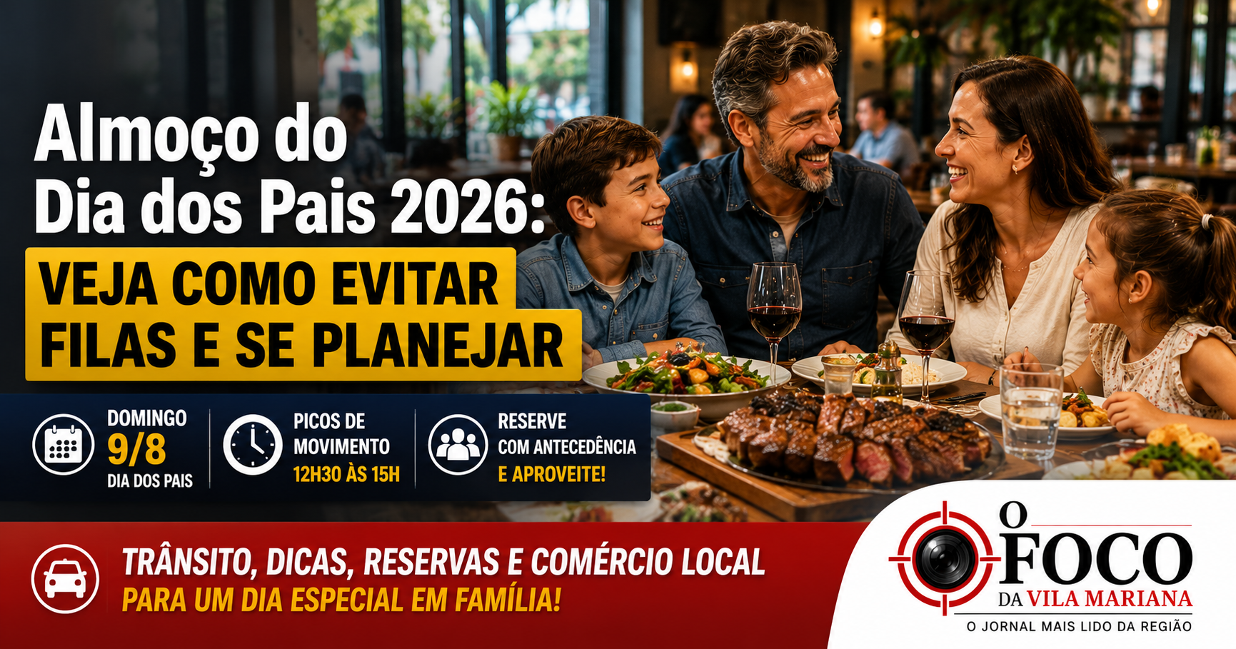 Família caminhando pelas ruas comerciais da Vila Mariana em São Paulo durante as compras do Dia dos Pais