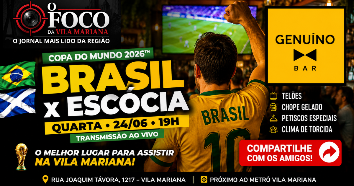 Brasil x Escócia: Genuíno Bar terá telões para transmitir o jogo da Copa do Mundo na Vila Mariana nesta quarta (24)