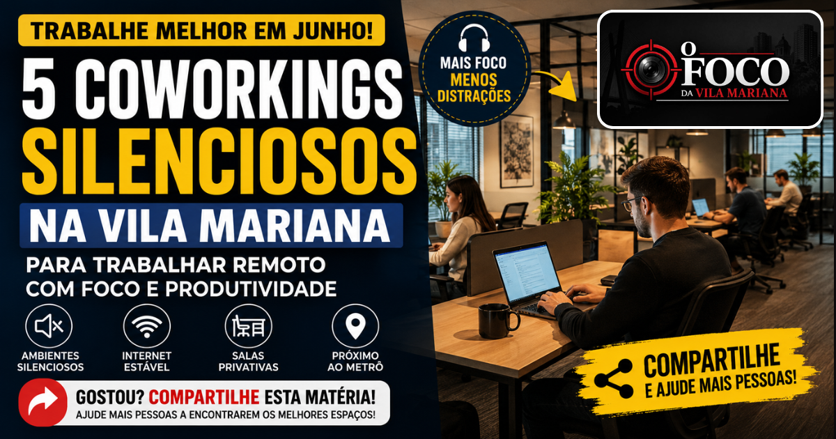 Profissionais trabalhando em ambiente silencioso de coworking na Vila Mariana em São Paulo