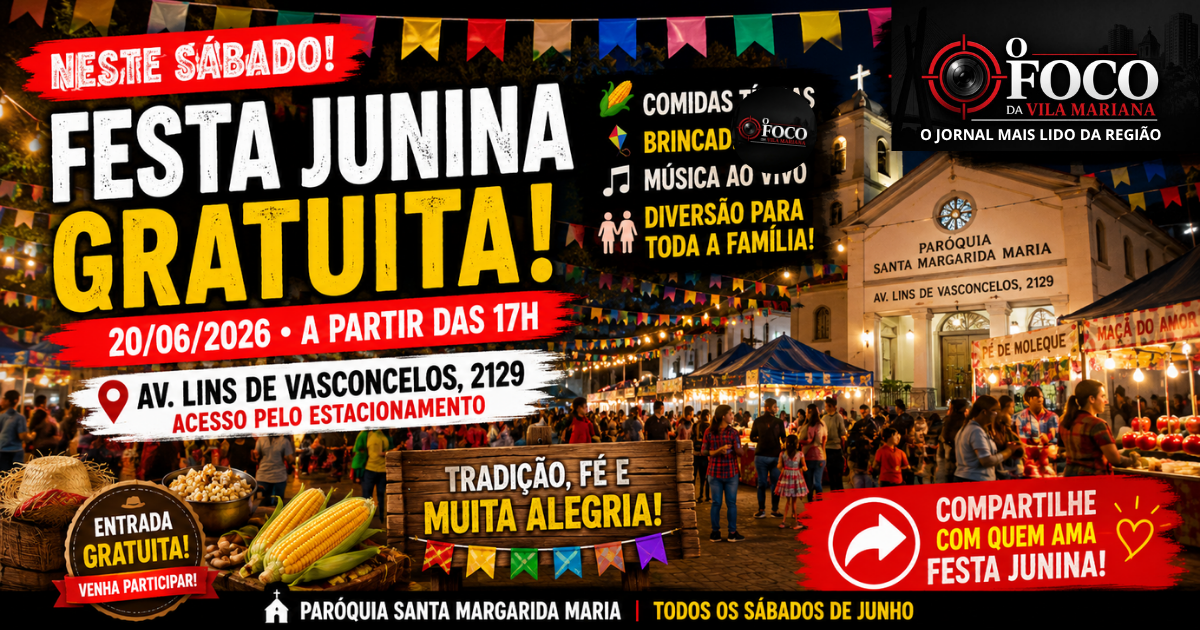 Festa Junina gratuita na Avenida Lins de Vasconcelos reúne famílias no Cambuci neste sábado