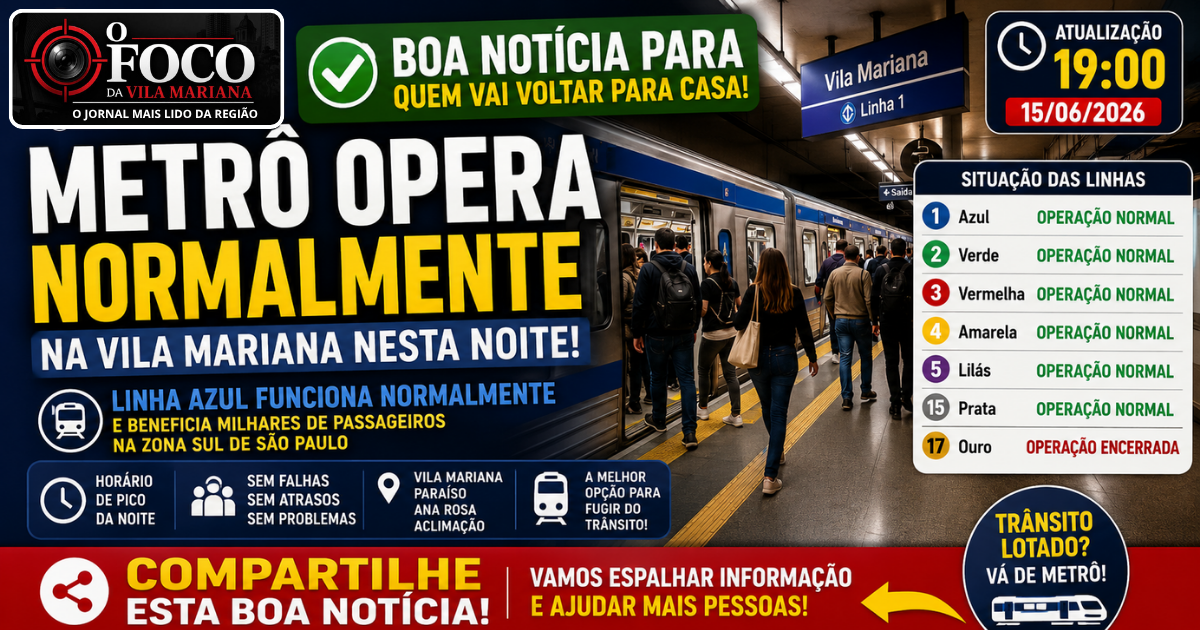 Passageiros embarcando na Estação Vila Mariana da Linha 1-Azul durante operação normal do metrô em São Paulo.