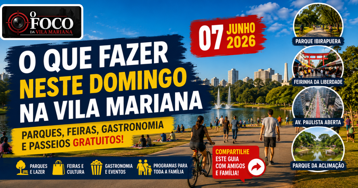 Famílias aproveitando o domingo no Parque Ibirapuera próximo à Vila Mariana em São Paulo