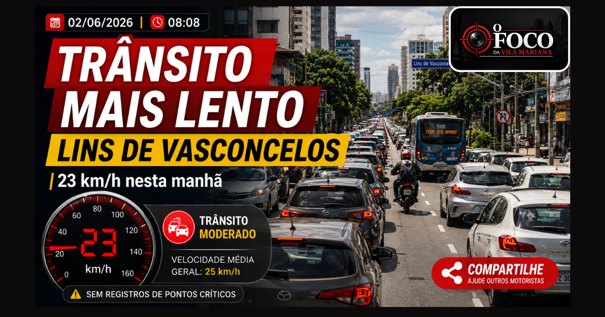 Trânsito moderado na Avenida Lins de Vasconcelos na região da Vila Mariana durante a manhã em São Paulo