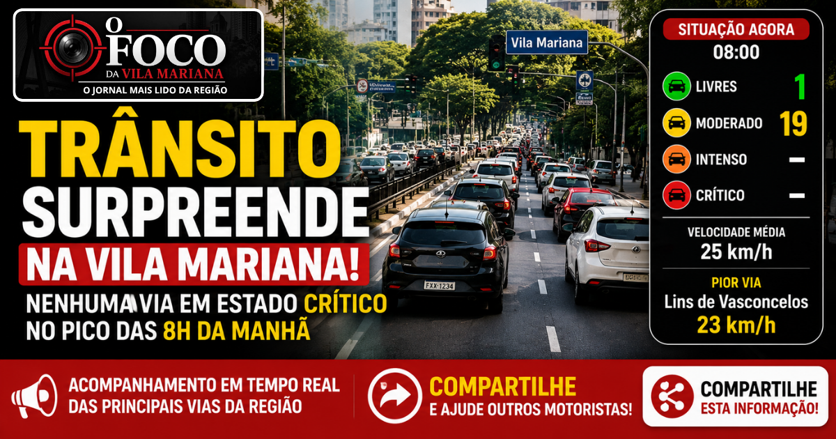 Trânsito na Avenida Lins de Vasconcelos e principais vias da Vila Mariana durante o pico da manhã em São Paulo