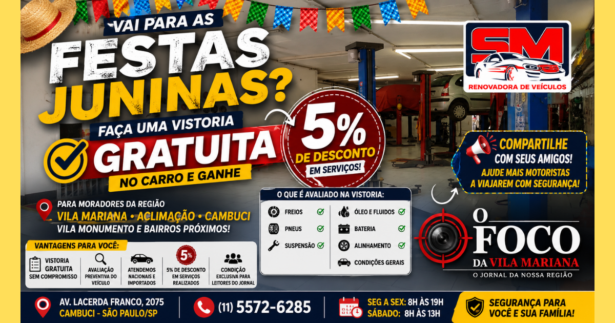 Vai para as festas juninas? Faça uma vistoria gratuita no carro e ganhe 5% de desconto na região